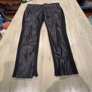 Lauren Ralph Lauren Black Faux Leather Front Panel Leggings 14 Pullon zipper ank
